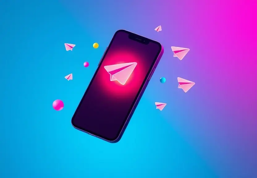 IPTV grátis no Telegram com celular e balões coloridos de canais de streaming